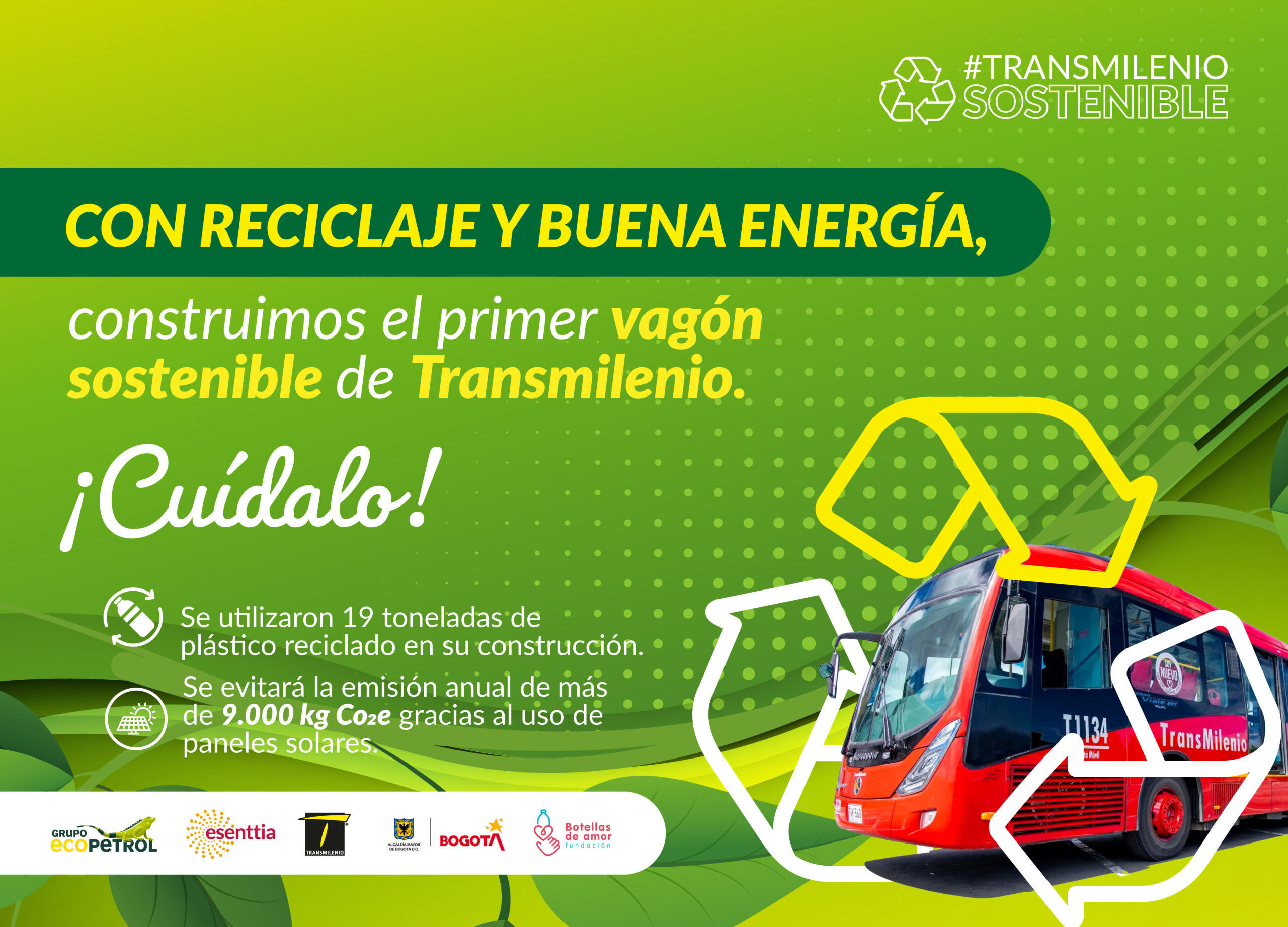 Conoce los detalles del primer vagón sostenible de TransMilenio